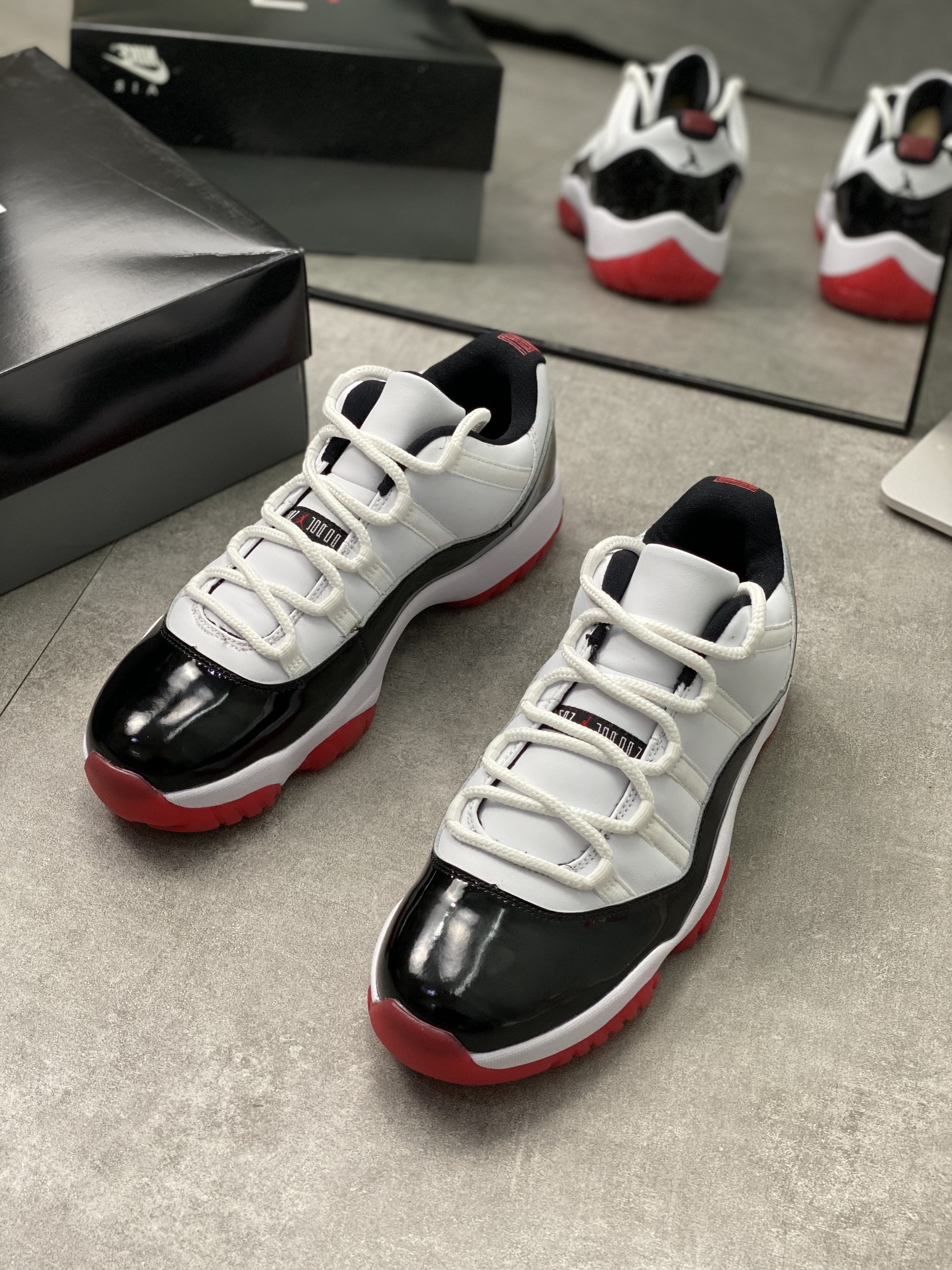 2020 Air Jordan 11 Low White Black Red Shoes - Click Image to Close